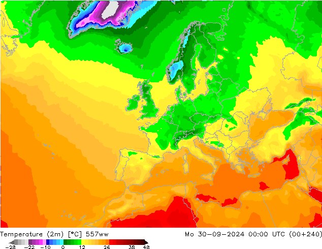 Temperatura (2m) 557ww lun 30.09.2024 00 UTC