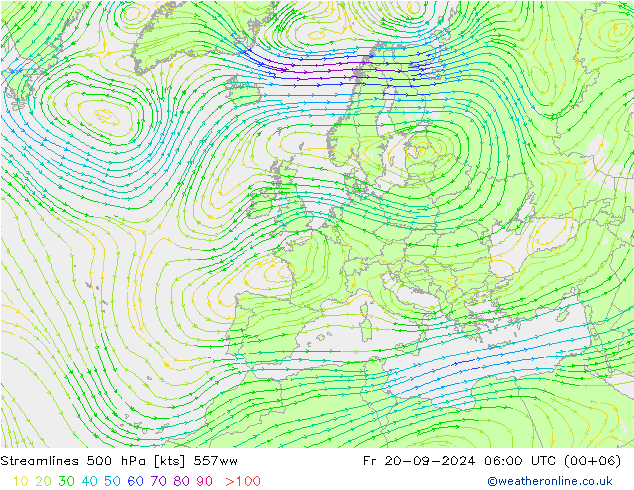 Stromlinien 500 hPa 557ww Fr 20.09.2024 06 UTC