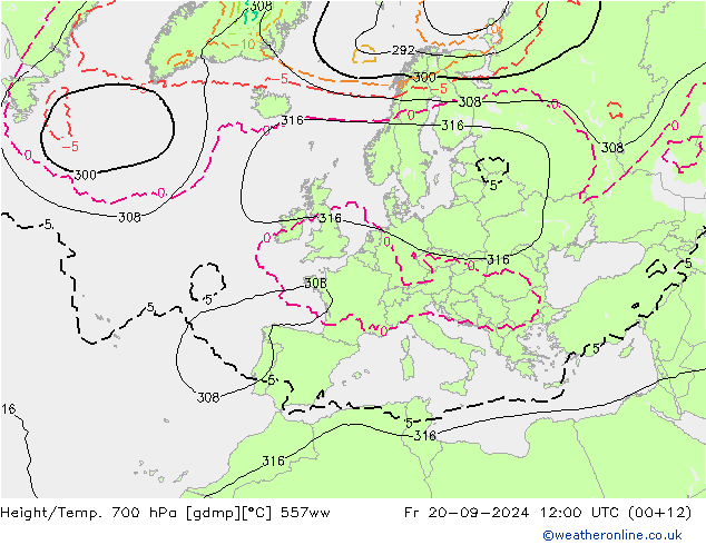 Height/Temp. 700 гПа 557ww пт 20.09.2024 12 UTC