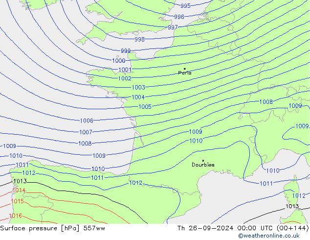 приземное давление 557ww чт 26.09.2024 00 UTC