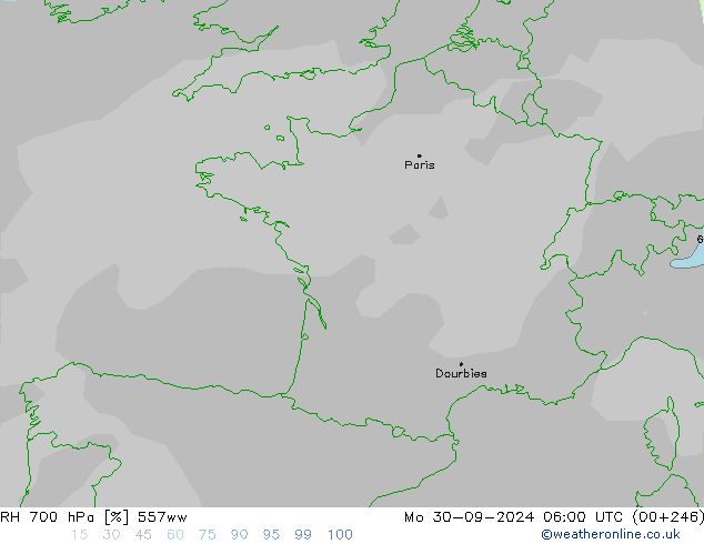 RH 700 hPa 557ww pon. 30.09.2024 06 UTC