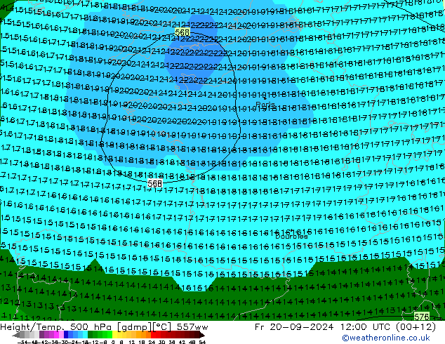 Height/Temp. 500 hPa 557ww Pá 20.09.2024 12 UTC