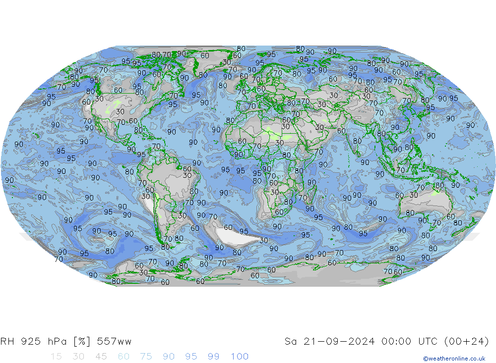 Humidité rel. 925 hPa 557ww sam 21.09.2024 00 UTC