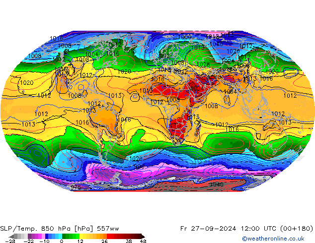 SLP/Temp. 850 hPa 557ww vie 27.09.2024 12 UTC