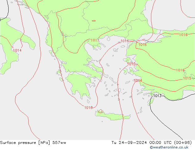 Luchtdruk (Grond) 557ww di 24.09.2024 00 UTC