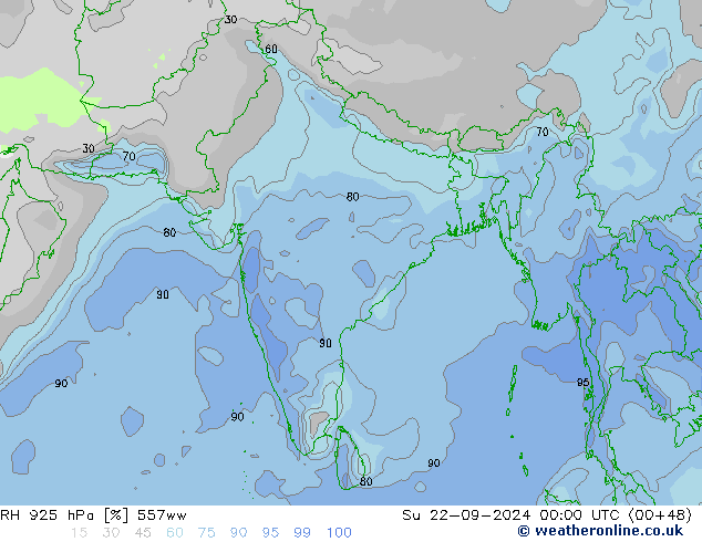 RH 925 hPa 557ww Su 22.09.2024 00 UTC