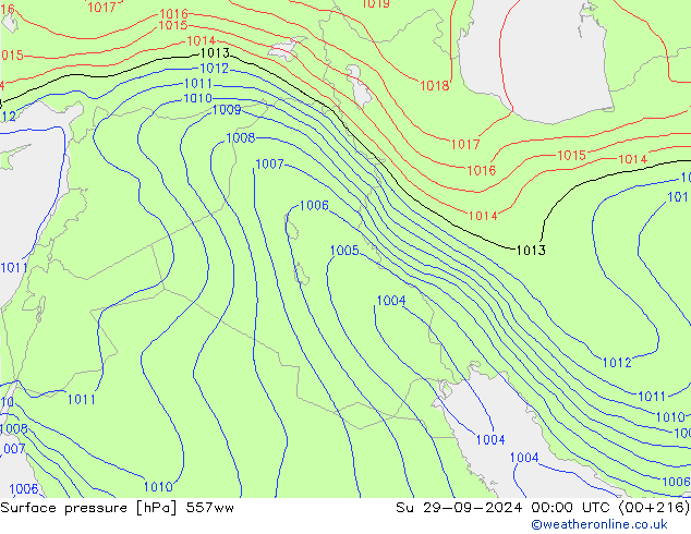 Presión superficial 557ww dom 29.09.2024 00 UTC