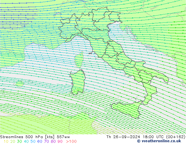 Streamlines 500 hPa 557ww Th 26.09.2024 18 UTC