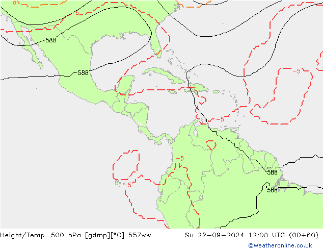 Height/Temp. 500 hPa 557ww Su 22.09.2024 12 UTC