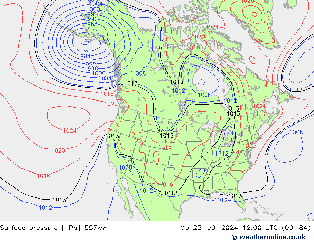 Surface pressure 557ww Mo 23.09.2024 12 UTC