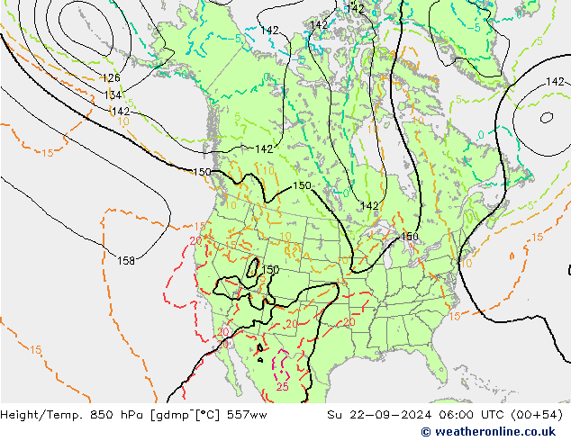 Height/Temp. 850 гПа 557ww Вс 22.09.2024 06 UTC