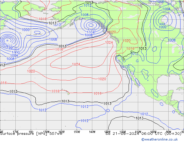 Presión superficial 557ww sáb 21.09.2024 06 UTC