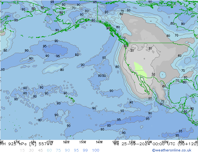 RH 925 hPa 557ww St 25.09.2024 00 UTC