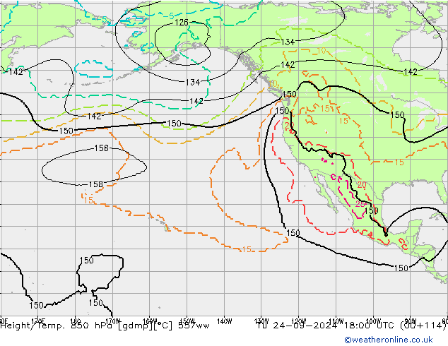 Height/Temp. 850 hPa 557ww Tu 24.09.2024 18 UTC