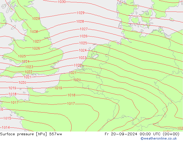 Luchtdruk (Grond) 557ww vr 20.09.2024 00 UTC