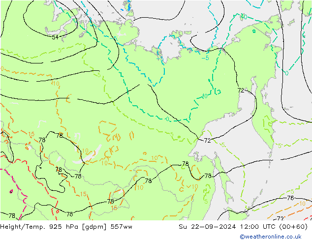 Height/Temp. 925 hPa 557ww Su 22.09.2024 12 UTC