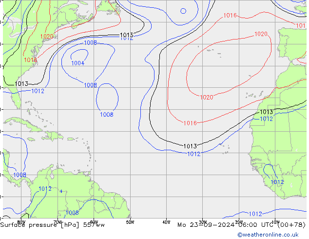 Atmosférický tlak 557ww Po 23.09.2024 06 UTC