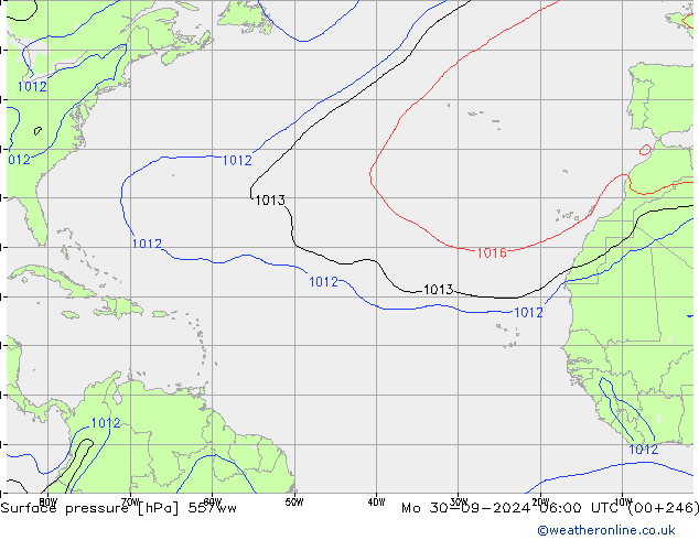 Surface pressure 557ww Mo 30.09.2024 06 UTC