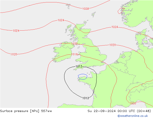 приземное давление 557ww Вс 22.09.2024 00 UTC