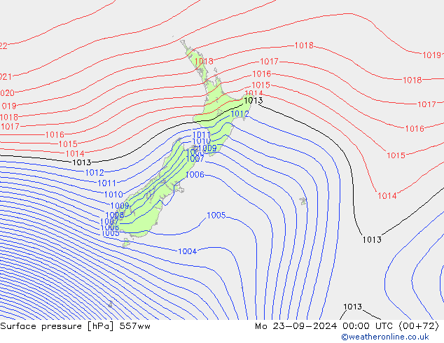 Pressione al suolo 557ww lun 23.09.2024 00 UTC