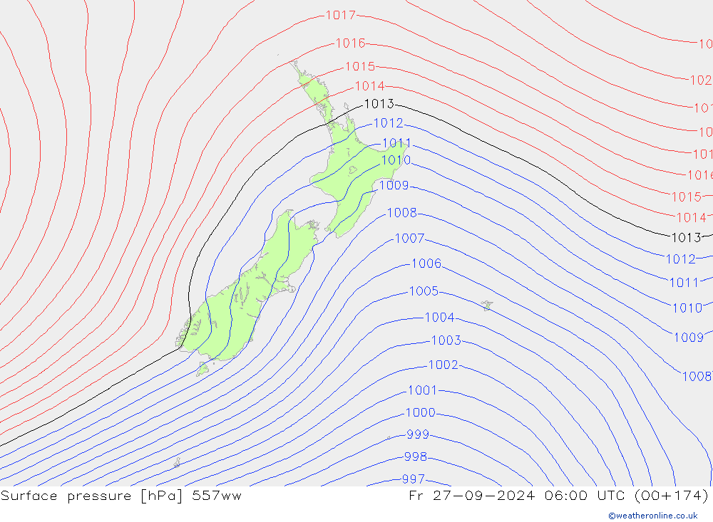 Surface pressure 557ww Fr 27.09.2024 06 UTC