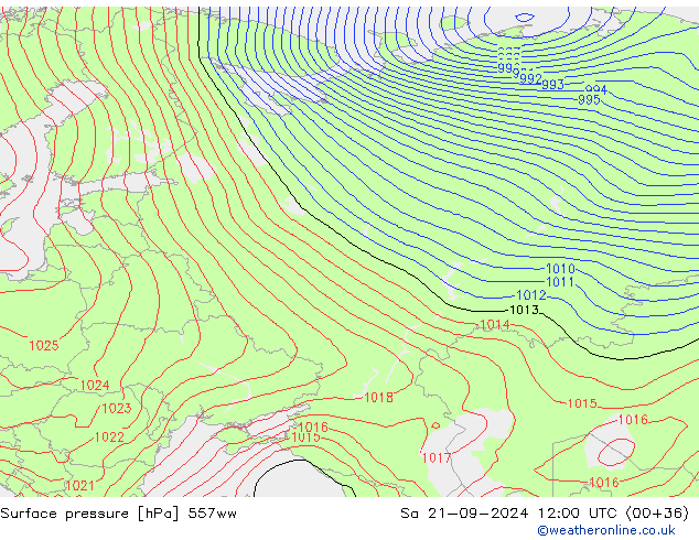 Atmosférický tlak 557ww So 21.09.2024 12 UTC