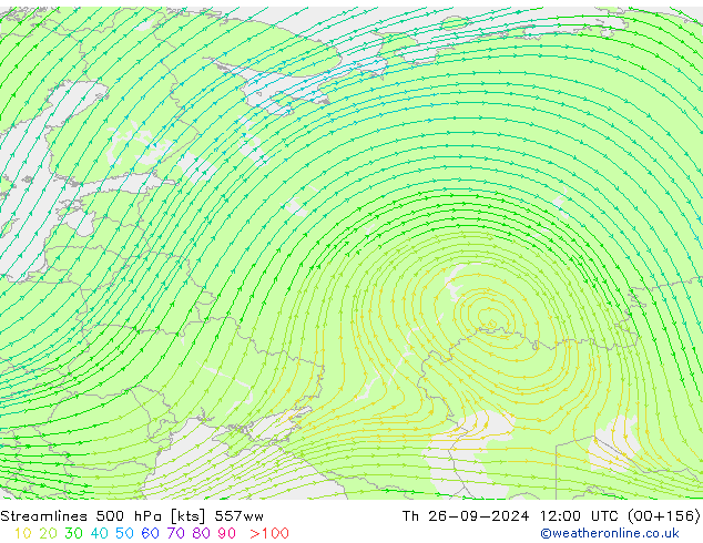 Ligne de courant 500 hPa 557ww jeu 26.09.2024 12 UTC