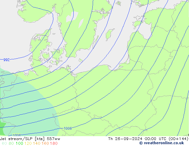 Jet stream/SLP 557ww Th 26.09.2024 00 UTC