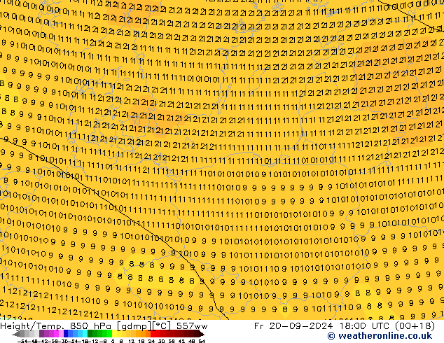 Height/Temp. 850 hPa 557ww Pá 20.09.2024 18 UTC