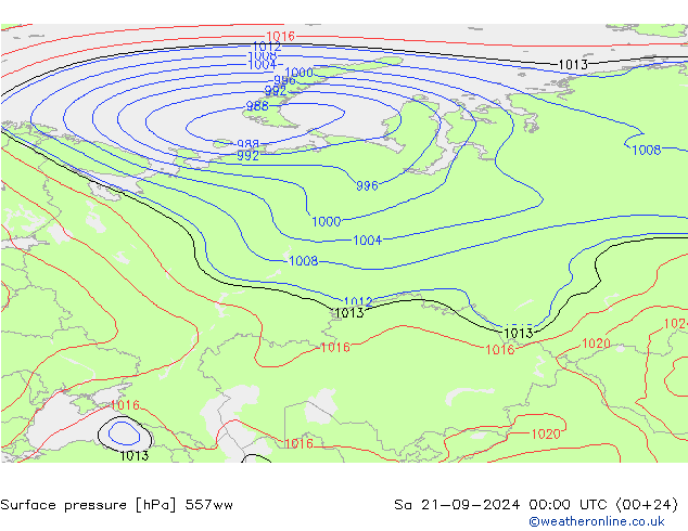 Atmosférický tlak 557ww So 21.09.2024 00 UTC