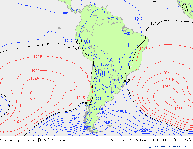 приземное давление 557ww пн 23.09.2024 00 UTC