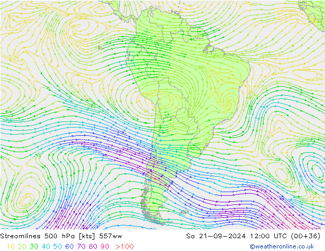 Stromlinien 500 hPa 557ww Sa 21.09.2024 12 UTC