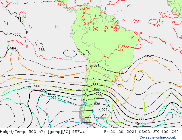 Height/Temp. 500 hPa 557ww Fr 20.09.2024 06 UTC