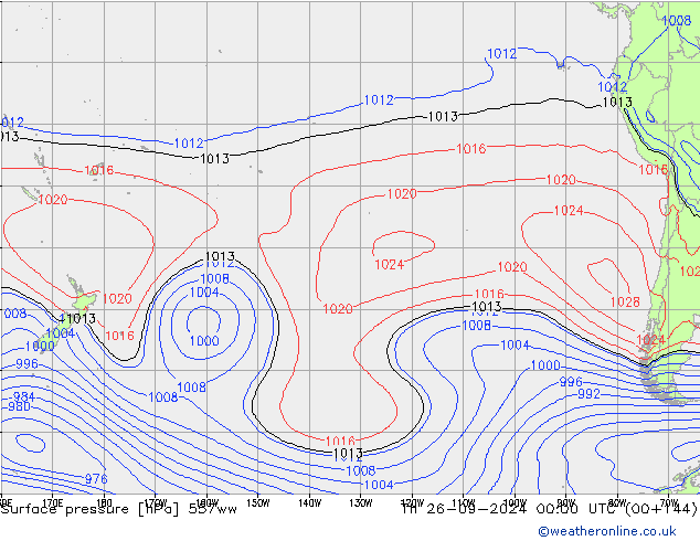 Surface pressure 557ww Th 26.09.2024 00 UTC