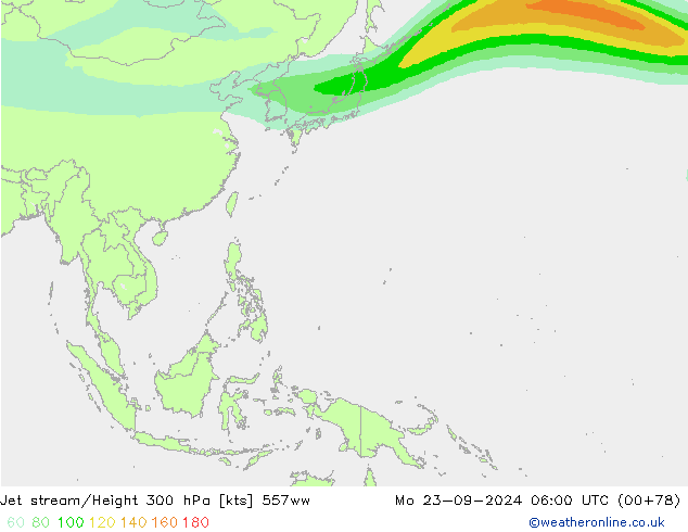 Jet stream/Height 300 hPa 557ww Po 23.09.2024 06 UTC