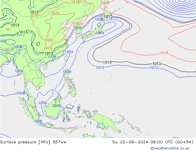 Atmosférický tlak 557ww Ne 22.09.2024 06 UTC