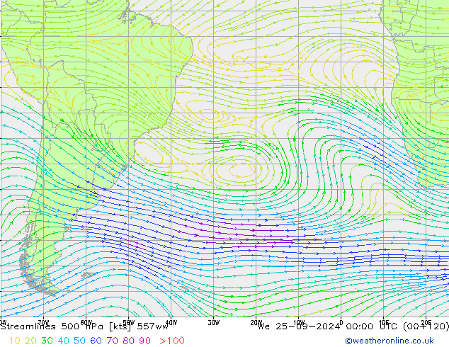  500 hPa 557ww  25.09.2024 00 UTC