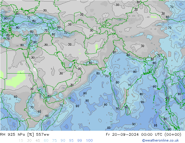 RH 925 hPa 557ww Fr 20.09.2024 00 UTC