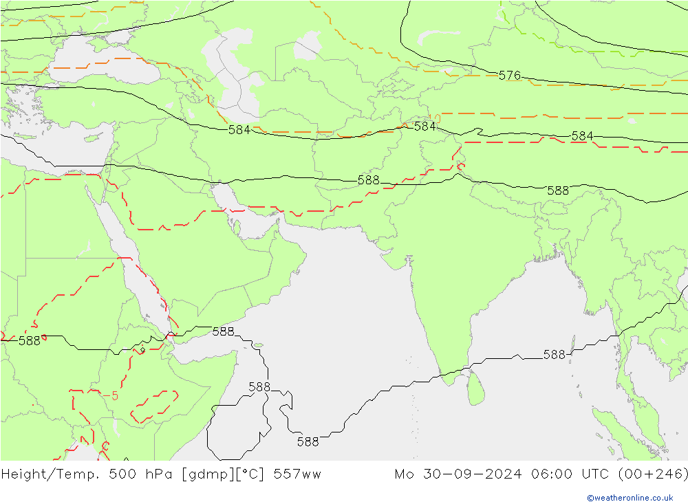 Height/Temp. 500 hPa 557ww pon. 30.09.2024 06 UTC