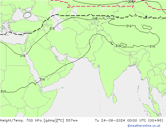 Yükseklik/Sıc. 700 hPa 557ww Sa 24.09.2024 00 UTC