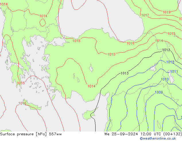 Surface pressure 557ww We 25.09.2024 12 UTC