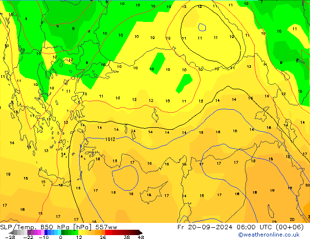 850 hPa Yer Bas./Sıc 557ww Cu 20.09.2024 06 UTC