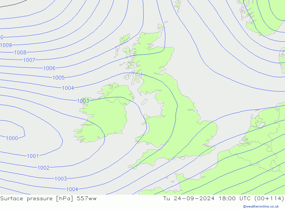 Surface pressure 557ww Tu 24.09.2024 18 UTC