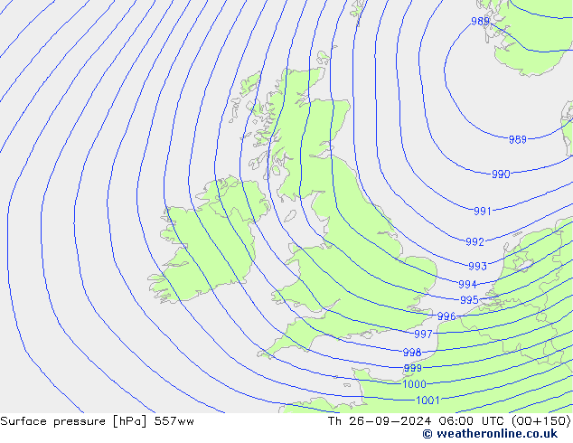 Surface pressure 557ww Th 26.09.2024 06 UTC