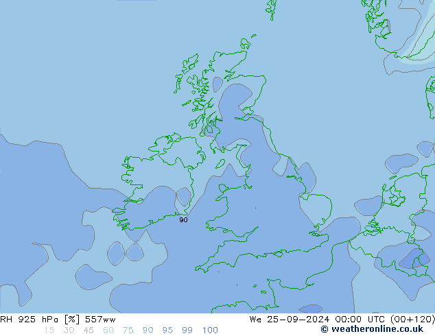 RV 925 hPa 557ww wo 25.09.2024 00 UTC