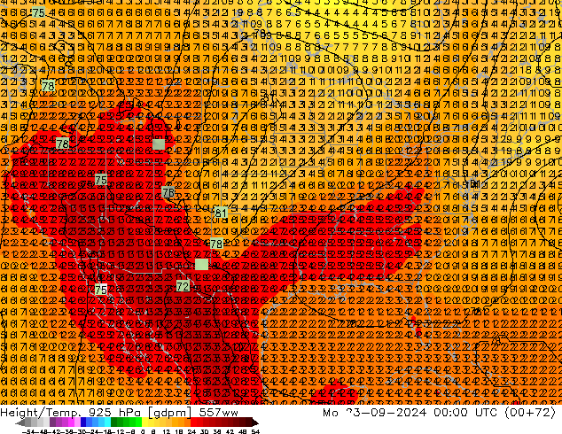 Height/Temp. 925 hPa 557ww  23.09.2024 00 UTC