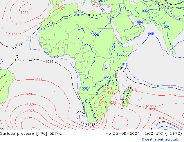 Surface pressure 557ww Mo 23.09.2024 12 UTC