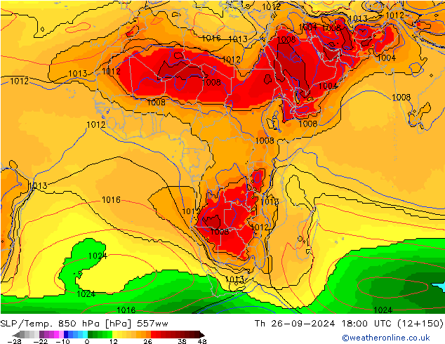 SLP/Temp. 850 hPa 557ww Th 26.09.2024 18 UTC