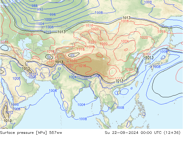 Luchtdruk (Grond) 557ww zo 22.09.2024 00 UTC