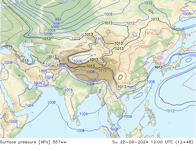 Presión superficial 557ww dom 22.09.2024 12 UTC